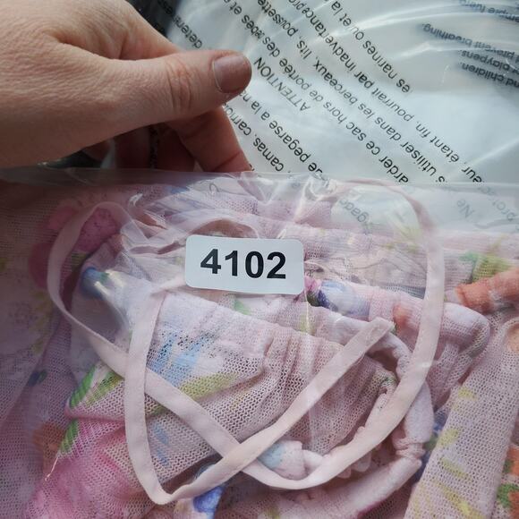 Victoria's Secret Pants Womens Medium Pink Floral Sheer Mesh Drawstring Lounge - Picture 9 of 9